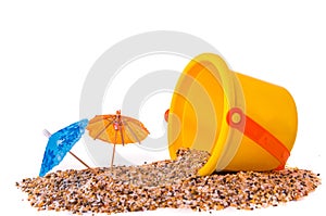 Isolated shot of beach toys, bucket