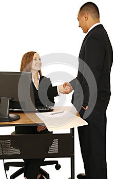 Isolated Shot Of Business People Make A Deal