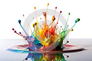 Isolated shot of paint splashing on white photo