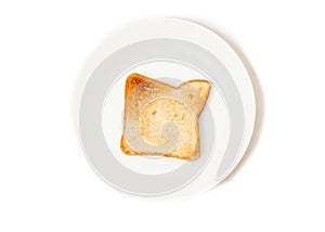 Isolated shot of fresh baked toast on white dish