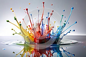 Isolated shot of paint splashing on white photo