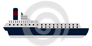 Isolated side view of a cruise ship