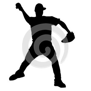 Silhouette of Baseball Pitcher throwing ball, originating image from Generative AI technology