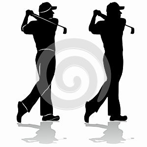 Isolated silhouette of golfer,  vector drawing