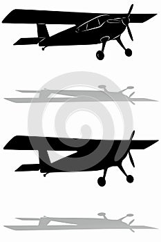 Isolated silhouette of a small airplane, vector drawing