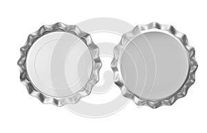 Isolated silver bottle cap on white background. 3d render
