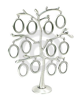 Isolated silver floral tree with leaves and oval