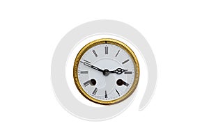 Isolated simple roman numbers old golden clock face