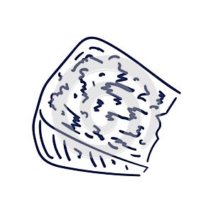 Isolated sketch of a piece of cheese Vector