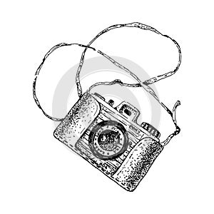 Isolated sketch retro camera