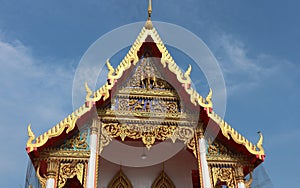 Isolated skillfully decorated temple gable