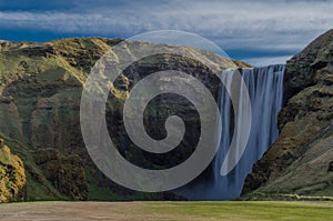 Isolated SkÃ³gafoss waterfall in Iceland