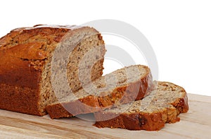 Isolated sliced banana bread