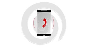 Isolated Smartphone Call with Red Icon and Circle Burst Vector Animation 4k Video.
