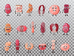 Isolated smiling isolated meat cartoon characters
