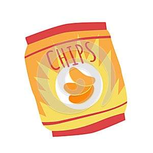 Isolated Snack Chips Bag Vector Design