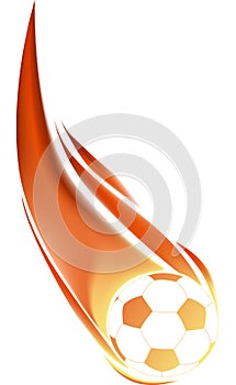 Isolated soccer ball in flame
