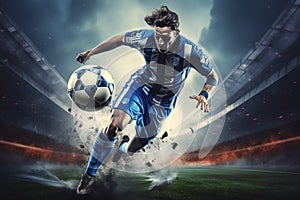 isolated a soccer player running with the ball in tournament illustration