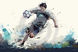 isolated a soccer player running with the ball in tournament illustration