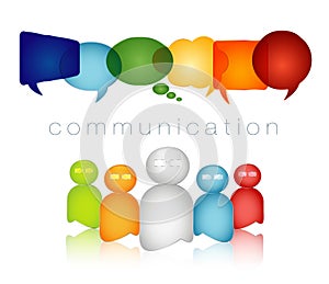 Isolated speech bubble rainbow colors. Crowd speaks. Communication text. Network concept. Group of people talking. Social network