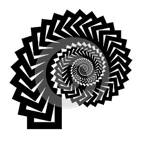 Isolated spiral on white background of squares. Design Element