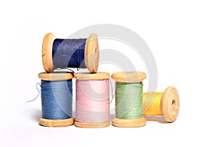Isolated spools of colored threads