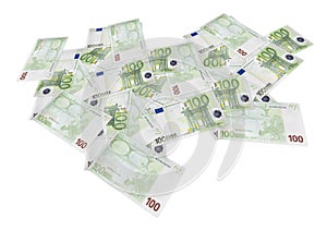 Isolated spread euro banknotes