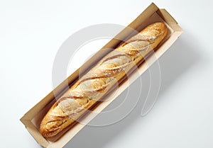 An isolated stack of blank craft paper with a mock-up of bread