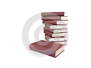 Isolated stack of hardcover books on white background