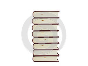 Isolated stack of hardcover books on white background