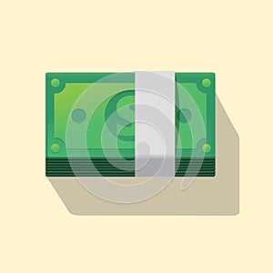 Isolated stack money banknotes flat style vector illustration