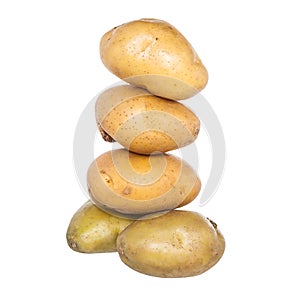 Isolated stack of potatoes on white