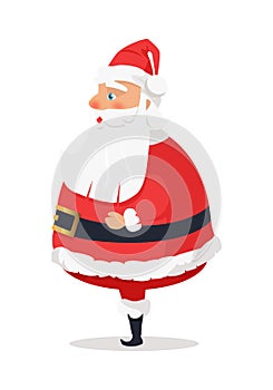 Isolated Standing Santa Claus on White Side View.