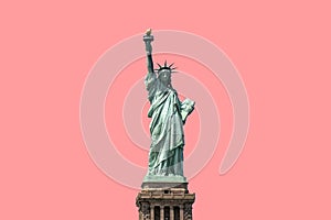 Isolated Statue of Liberty on pink background New York City USA