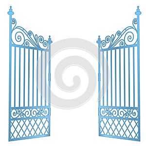 Isolated steel decorated baroque open gate vector