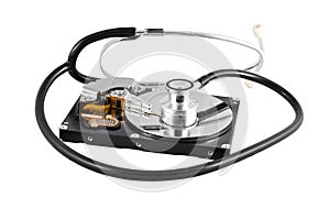 Isolated stethoscope on the hard disk drive