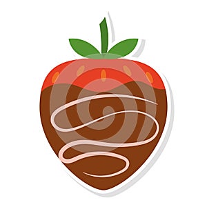 Isolated sticker of strawberry with chocolate candy icon Vector