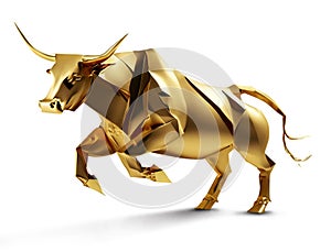 Isolated Stock Market Gold Bull On White