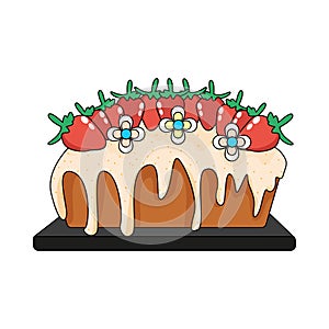 Isolated strawberries cake Gourmet dessert Sweet food Vector