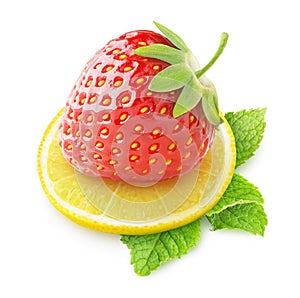 Isolated strawberry and lemon