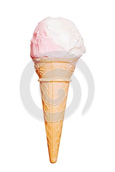 Isolated Strawberry Vanilla Ice cream cone