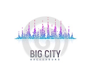 Isolated stylized colorful city landscape like a sound waves. Vector illustration Eps 10