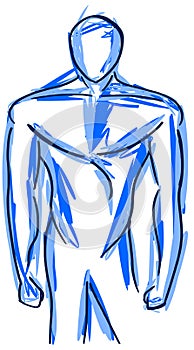 Isolated Stylized muscular man in blue