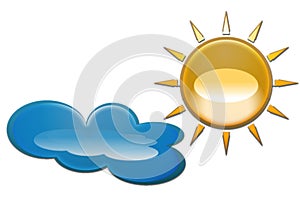 Isolated sun and cloud