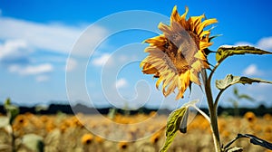 Isolated sunflower fades away