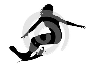 Isolated surfing girl - vector icon photo