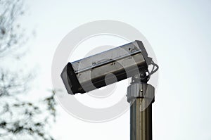 Isolated surveillance cctv camera in city