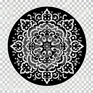 Isolated of swirl mandala White and black background. Design print for illustration textile, wallpaper, background, fashion.
