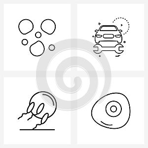 Isolated Symbols Set of 4 Simple Line Icons of hail, spermatozoa, car, garage, egg