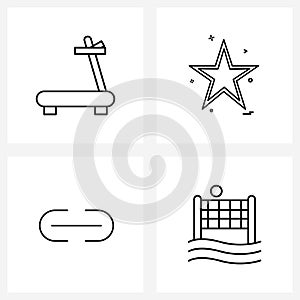 Isolated Symbols Set of 4 Simple Line Icons of treadmill, attachment, sports, rate, link